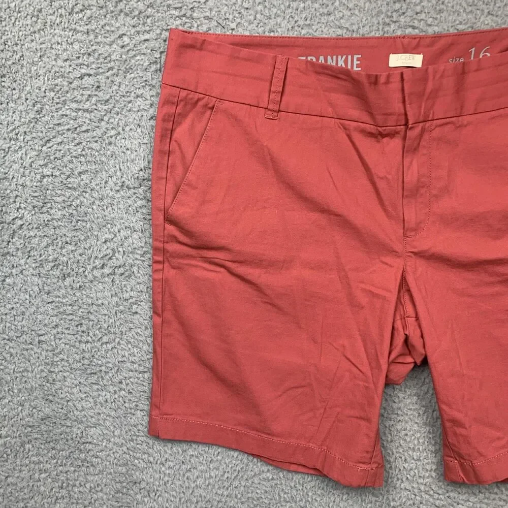 J.Crew Frankie Shorts Womens 16 Pink Chino Twill Stretch Bermuda Flat Front